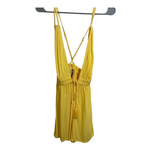 ASOS womens front tie plunge Beach romper yellow size 4. - Picture 6 of 12
